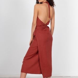 Linen Wrap Apron Dress in Terracotta